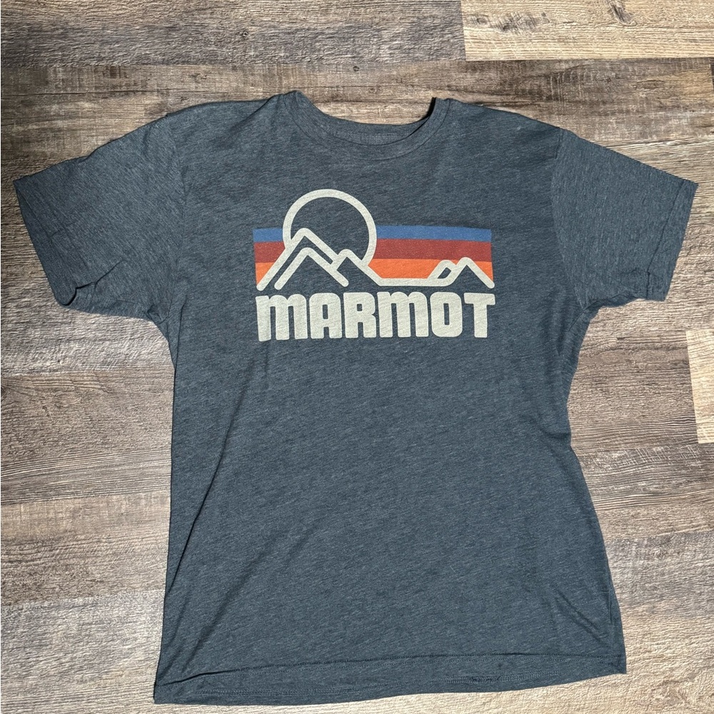 Marmot Gray and Blue Short Sleeve Tee